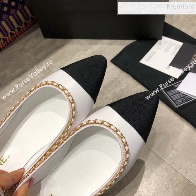 Chanel Calfskin Chain Ballerinas G35389 White 2019 (DLY-9120616)