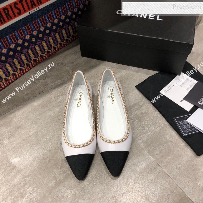 Chanel Calfskin Chain Ballerinas G35389 White 2019 (DLY-9120616)