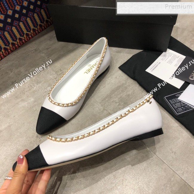 Chanel Calfskin Chain Ballerinas G35389 White 2019 (DLY-9120616)