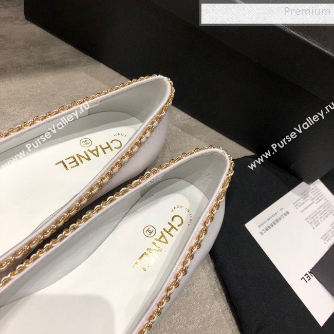 Chanel Calfskin Chain Ballerinas G35389 White 2019 (DLY-9120616)