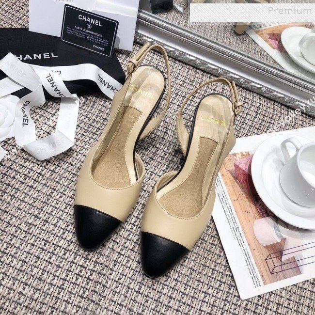 Chanel Pearl Heel Slingback Pumps G34597 Beige 2019 (DLY-9120621)