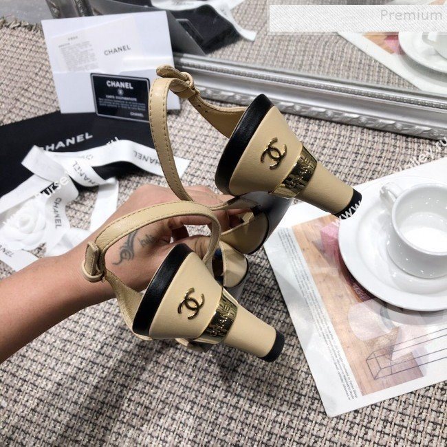 Chanel Pearl Heel Slingback Pumps G34597 Beige 2019 (DLY-9120621)