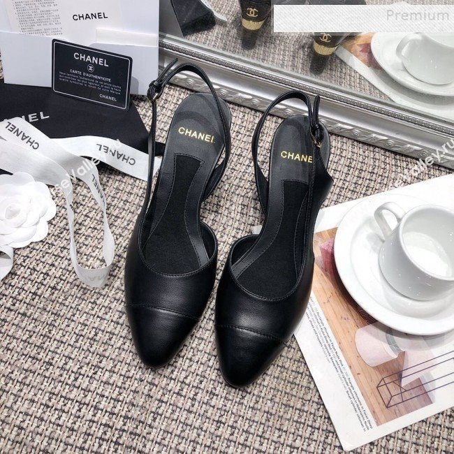 Chanel Pearl Heel Slingback Pumps G34597 Black 2019 (DLY-9120622)