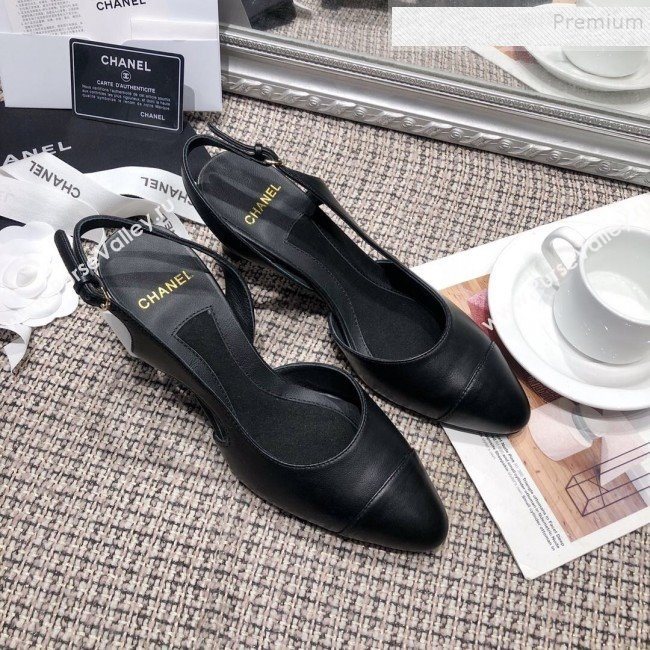 Chanel Pearl Heel Slingback Pumps G34597 Black 2019 (DLY-9120622)