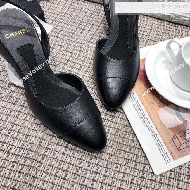 Chanel Pearl Heel Slingback Pumps G34597 Black 2019 (DLY-9120622)