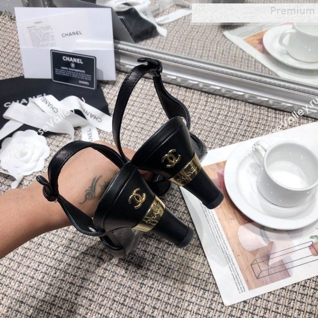 Chanel Pearl Heel Slingback Pumps G34597 Black 2019 (DLY-9120622)