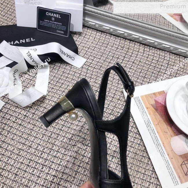 Chanel Pearl Heel Slingback Pumps G34597 Black 2019 (DLY-9120622)