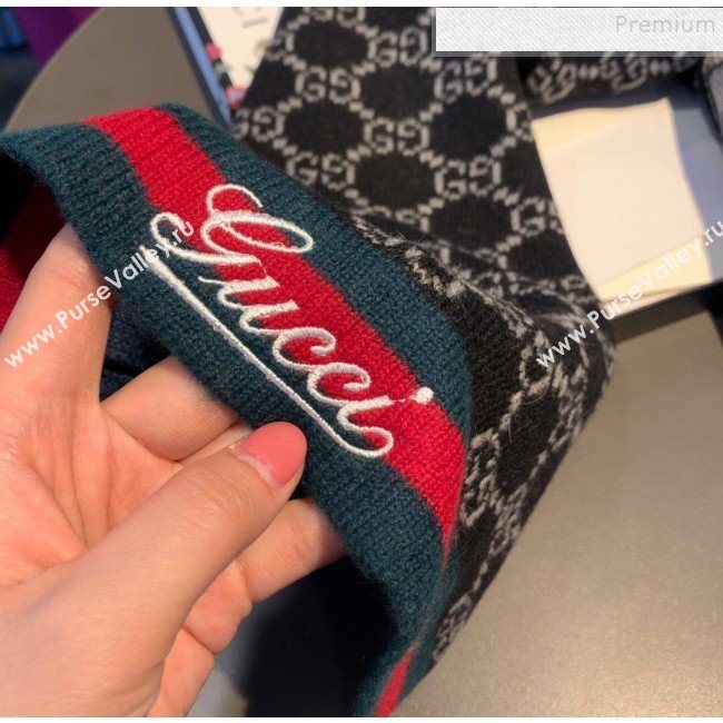 Gucci GG Cashmere Web Scarf 30x190cm Black 2019 (XMN-9120645)