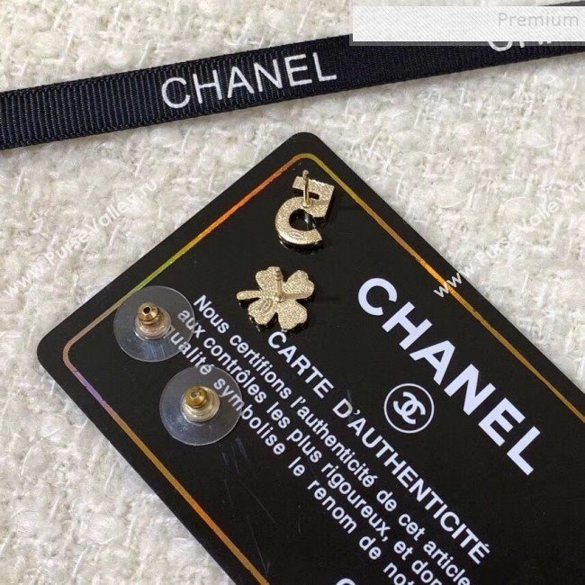 Chanel Clover 5 Asymmetric Stud Earrings 2019 (YF-9120655)