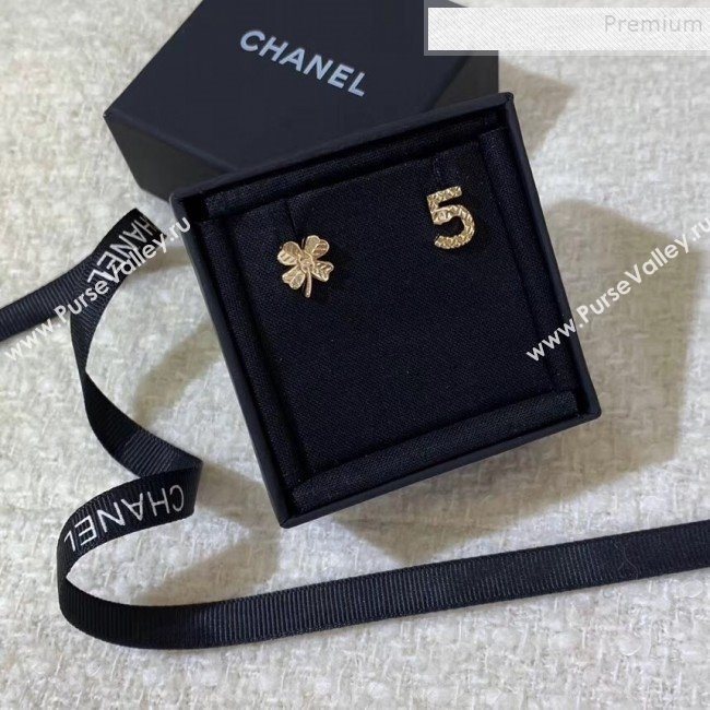 Chanel Clover 5 Asymmetric Stud Earrings 2019 (YF-9120655)