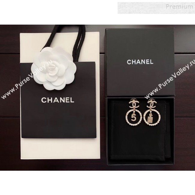 Chanel Bottle 5 Pearl Hoop Earrings AB2921 2019 (YF-9120659)