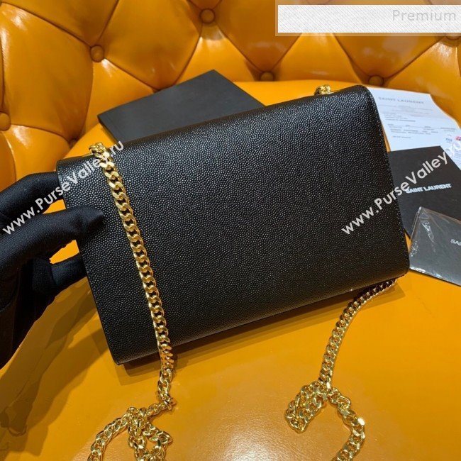 Saint Laurent Kate Small Bag in Grained Leather 469390 Black/Gold 2019 (JD-9120522)