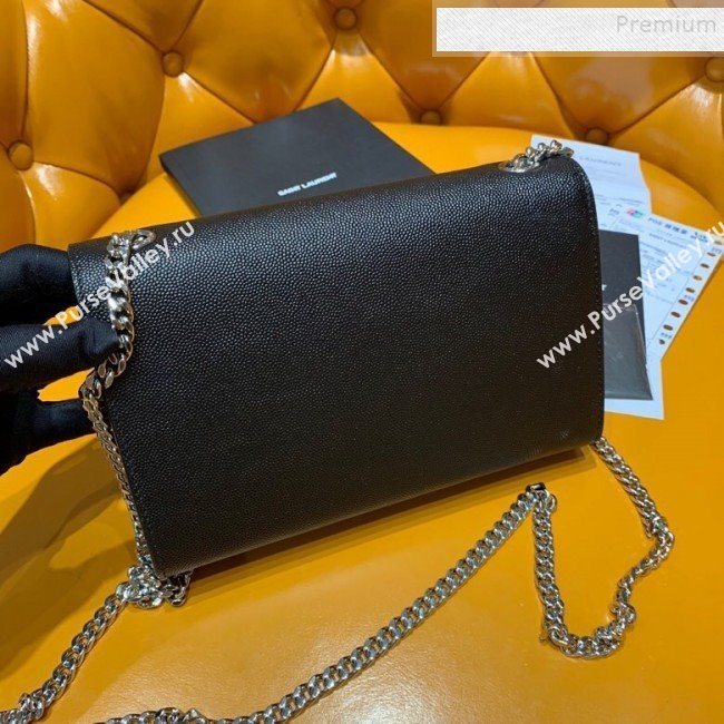 Saint Laurent Kate Small Bag in Grained Leather 469390 Black/Silver 2019 (JD-9120523)