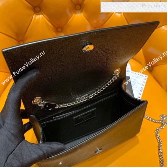 Saint Laurent Kate Small Bag in Grained Leather 469390 Black/Silver 2019 (JD-9120523)