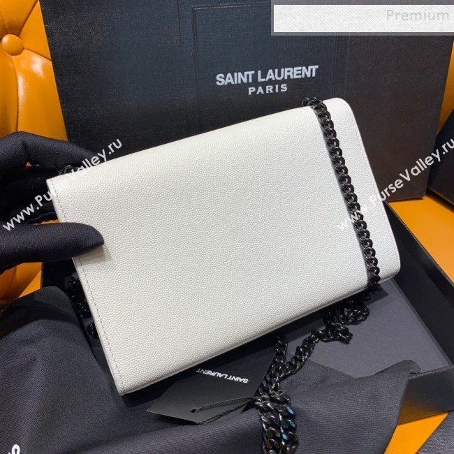 Saint Laurent Kate Small Bag in Grained Leather 469390 White 2019 (JD-9120524)