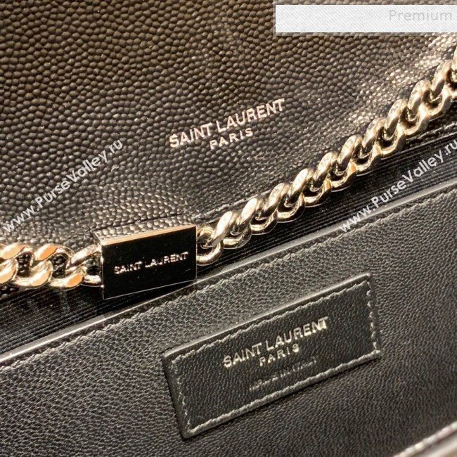 Saint Laurent Kate Medium with Tassel in Grained Leather 354119 Black/Silver (JD-9120527)