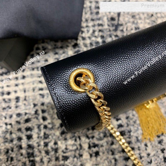 Saint Laurent Kate Medium with Tassel in Grained Leather 354119 Black/Gold  (JD-9120526)