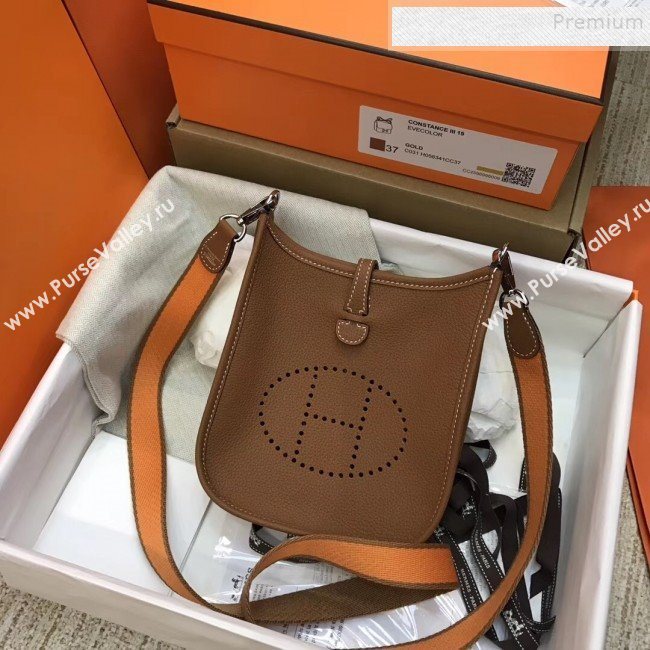 Hermes Evelyne Mini Bag in Original Togo Leather 17cm Brown (XY-9120261)