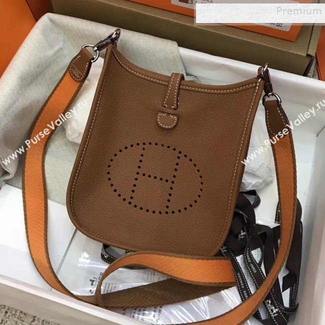 Hermes Evelyne Mini Bag in Original Togo Leather 17cm Brown (XY-9120261)