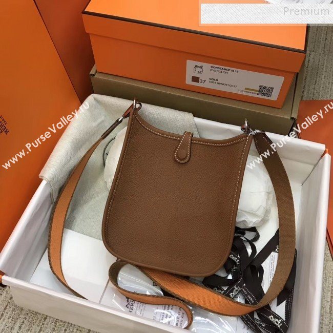 Hermes Evelyne Mini Bag in Original Togo Leather 17cm Brown (XY-9120261)