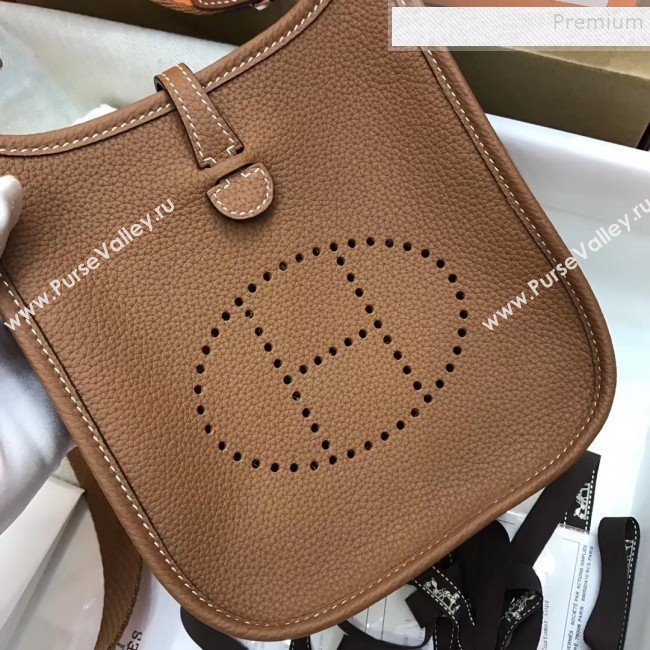 Hermes Evelyne Mini Bag in Original Togo Leather 17cm Brown (XY-9120261)