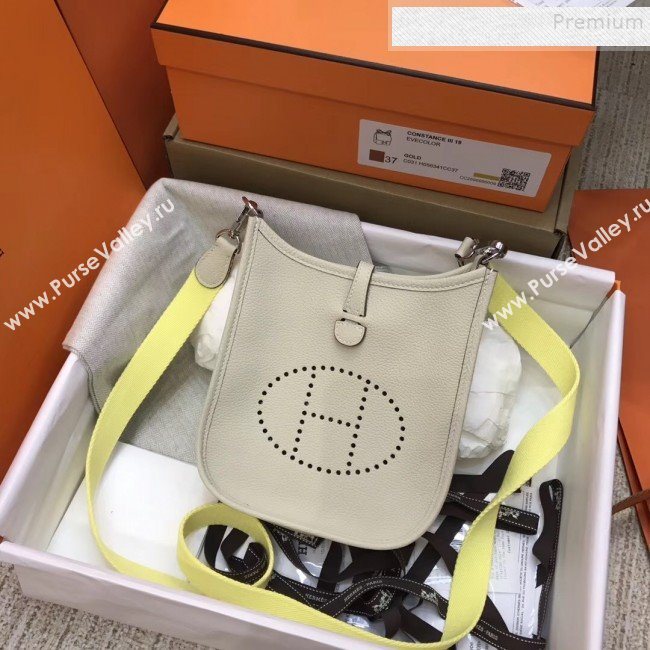 Hermes Evelyne Mini Bag in Original Togo Leather 17cm Off-white (XY-9120264 )