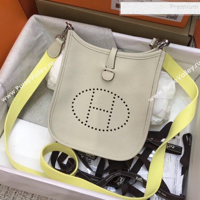 Hermes Evelyne Mini Bag in Original Togo Leather 17cm Off-white (XY-9120264 )