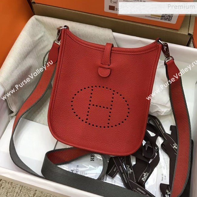 Hermes Evelyne Mini Bag in Original Togo Leather 17cm Red  (XY-9120267)