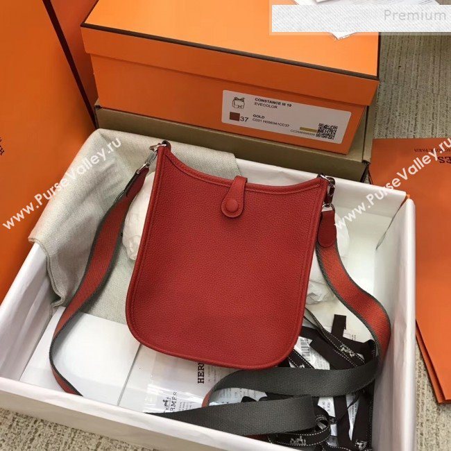 Hermes Evelyne Mini Bag in Original Togo Leather 17cm Red  (XY-9120267)