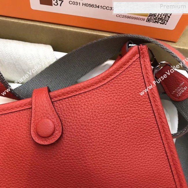 Hermes Evelyne Mini Bag in Original Togo Leather 17cm Red  (XY-9120267)