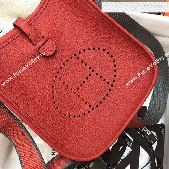 Hermes Evelyne Mini Bag in Original Togo Leather 17cm Red  (XY-9120267)