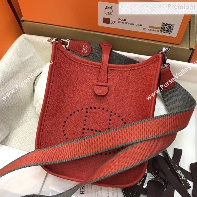 Hermes Evelyne Mini Bag in Original Togo Leather 17cm Red  (XY-9120267)