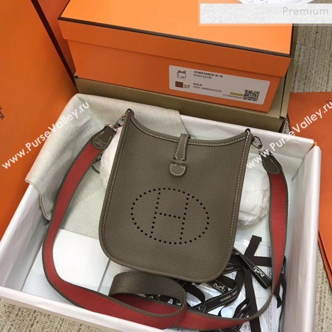 Hermes Evelyne Mini Bag in Original Togo Leather 17cm Etoupe (XY-9120268)