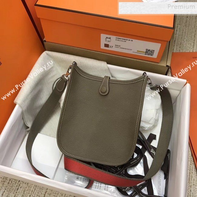 Hermes Evelyne Mini Bag in Original Togo Leather 17cm Etoupe (XY-9120268)