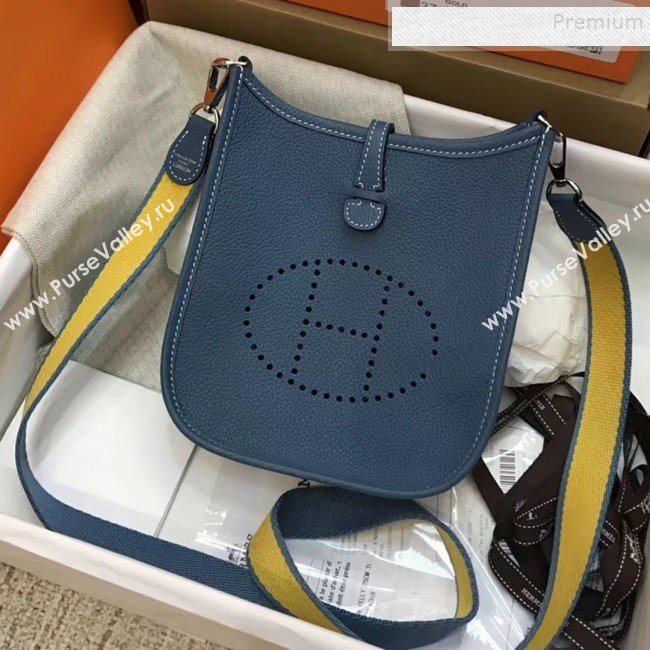 Hermes Evelyne Mini Bag in Original Togo Leather 17cm Denim Blue (XY-9120270)
