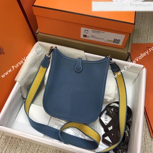 Hermes Evelyne Mini Bag in Original Togo Leather 17cm Denim Blue (XY-9120270)