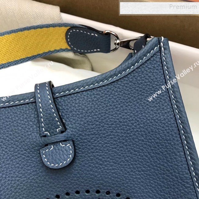 Hermes Evelyne Mini Bag in Original Togo Leather 17cm Denim Blue (XY-9120270)