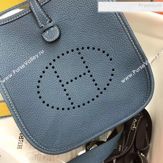 Hermes Evelyne Mini Bag in Original Togo Leather 17cm Denim Blue (XY-9120270)