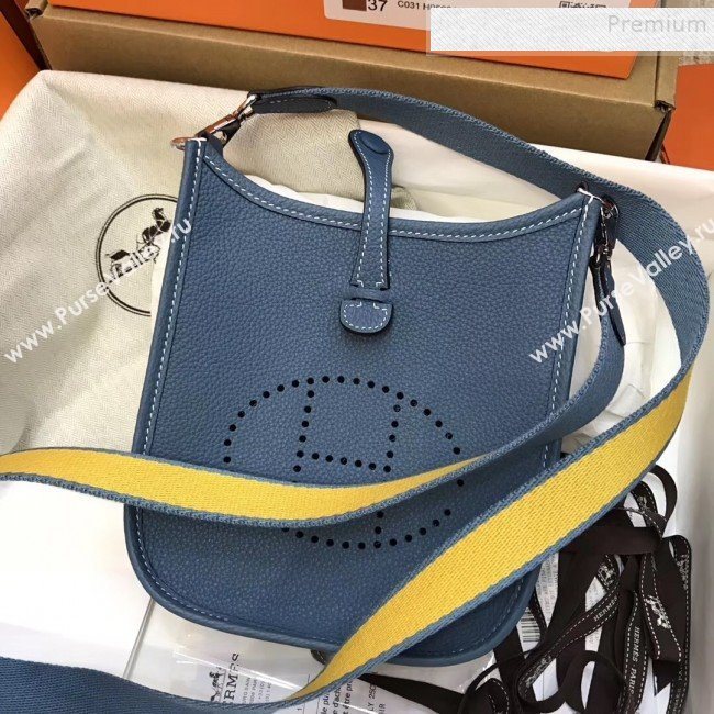 Hermes Evelyne Mini Bag in Original Togo Leather 17cm Denim Blue (XY-9120270)