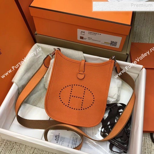 Hermes Evelyne Mini Bag in Original Togo Leather 17cm Orange (XY-9120271)