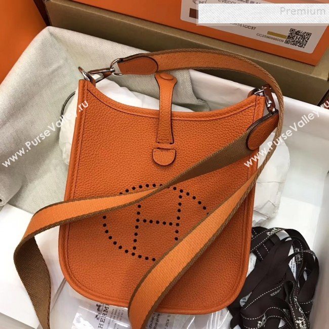 Hermes Evelyne Mini Bag in Original Togo Leather 17cm Orange (XY-9120271)