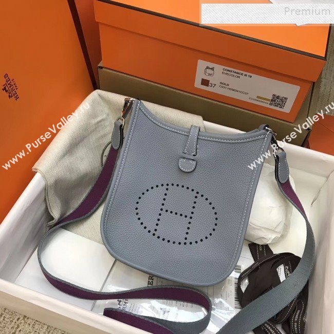 Hermes Evelyne Mini Bag in Original Togo Leather 17cm Pale Blue (XY-9120272)