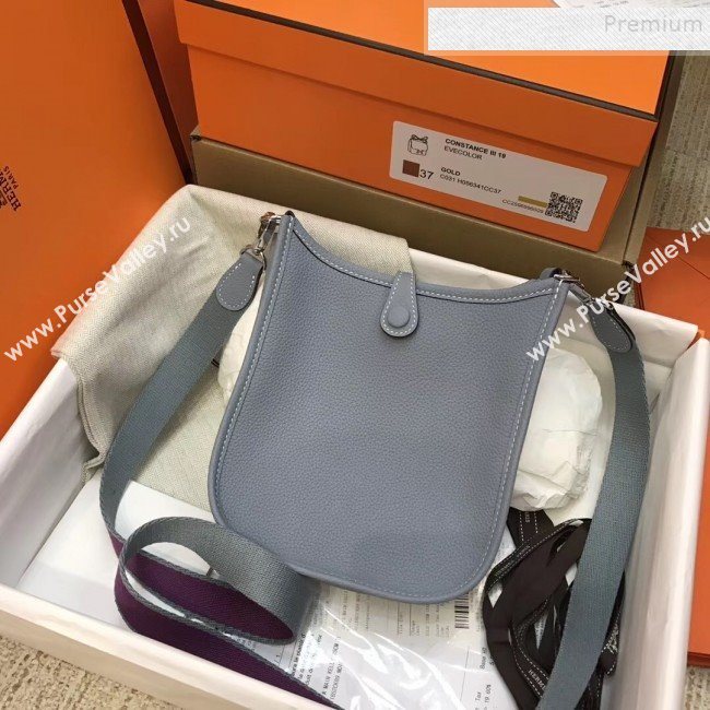 Hermes Evelyne Mini Bag in Original Togo Leather 17cm Pale Blue (XY-9120272)