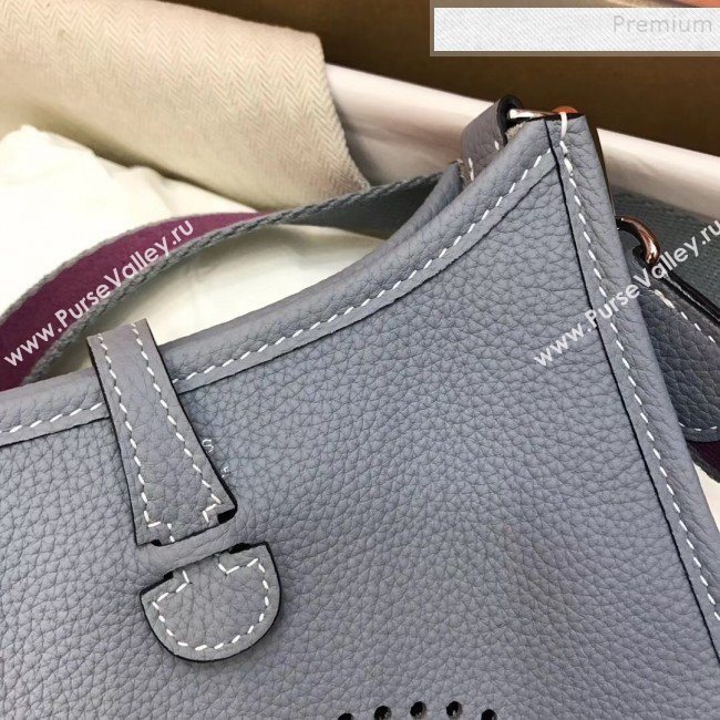 Hermes Evelyne Mini Bag in Original Togo Leather 17cm Pale Blue (XY-9120272)