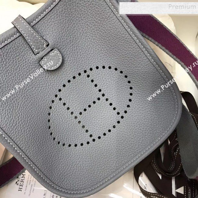 Hermes Evelyne Mini Bag in Original Togo Leather 17cm Pale Blue (XY-9120272)