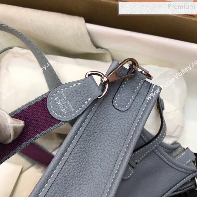 Hermes Evelyne Mini Bag in Original Togo Leather 17cm Pale Blue (XY-9120272)