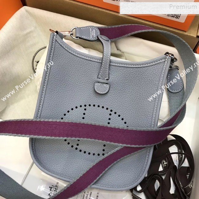Hermes Evelyne Mini Bag in Original Togo Leather 17cm Pale Blue (XY-9120272)