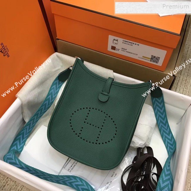 Hermes Evelyne Mini Bag in Original Togo Leather 17cm Deep Green (XY-9120275)