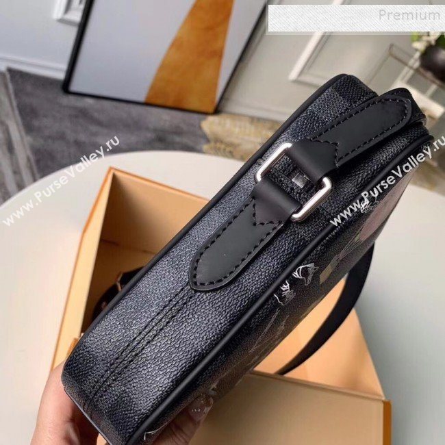 Louis Vuitton Mens Danube Slim PM Map Print Damier Graphite Canvas Shoulder Bag N40239 2019 (KIKI-9120416)