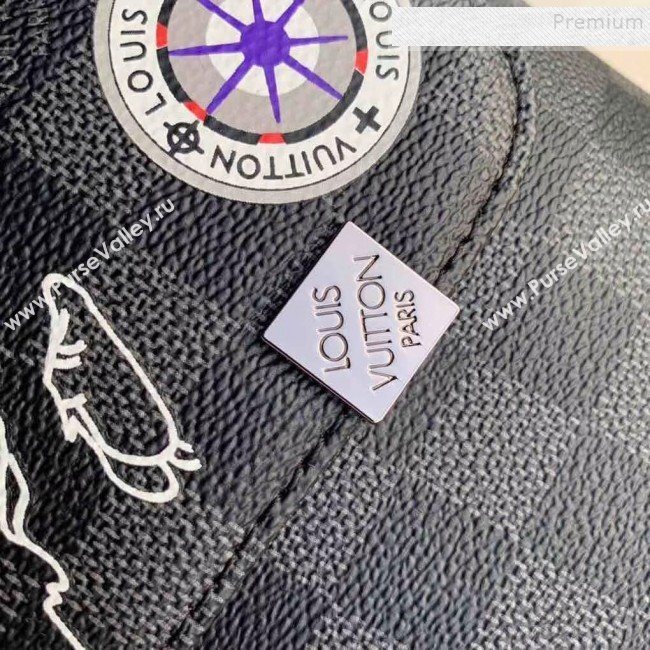 Louis Vuitton Mens District PM Messenger Map Print Damier Graphite Canvas Shoulder Bag N40238 2019 (KIKI-9120417)